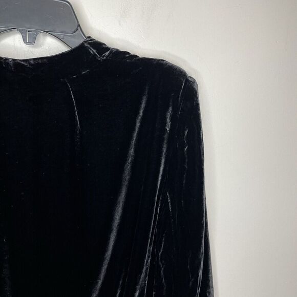 THEORY Velvet Blazer Women 12 Black Waist Tab 1-Button Viscose Silk Jacket - Picture 9 of 16